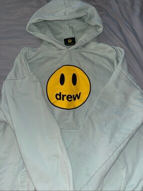 drew house | Sweaters | Drew White Zipup Hoodie With Yellow Logo